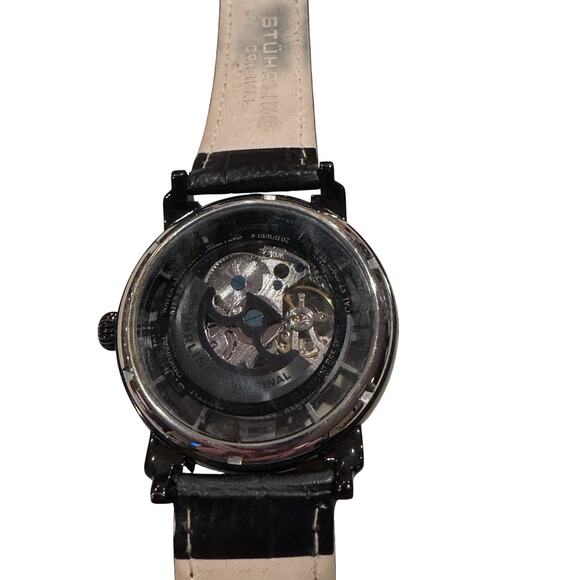 Stuhrling Original Skeleton Black Watch Polished Stainless Steel CAL.ST-90050 - Picture 4 of 6